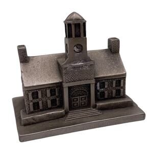 Pewter School House Vtg Miniature Metal Hudson 1986 USA 4191 PW Baston Jr